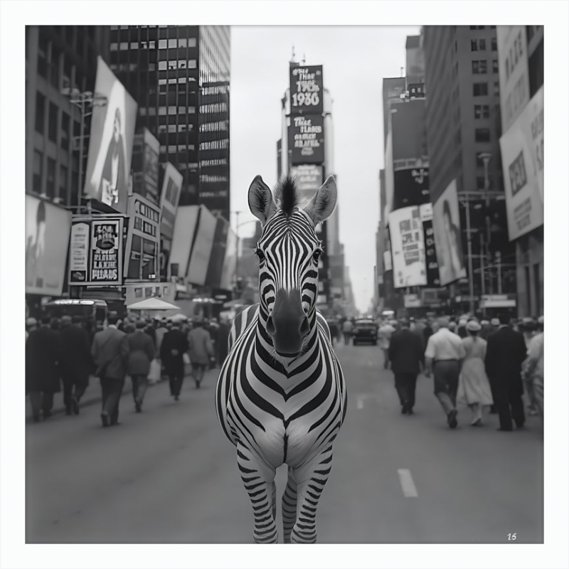 Times Square Zebra Framed Art