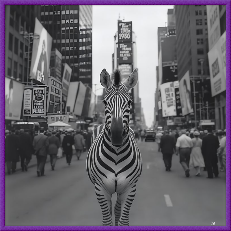 Times Square Zebra Framed Art