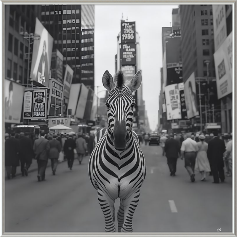 Times Square Zebra Framed Art