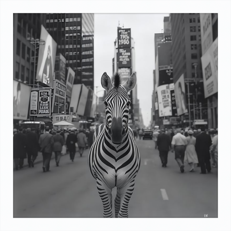 Times Square Zebra Framed Art