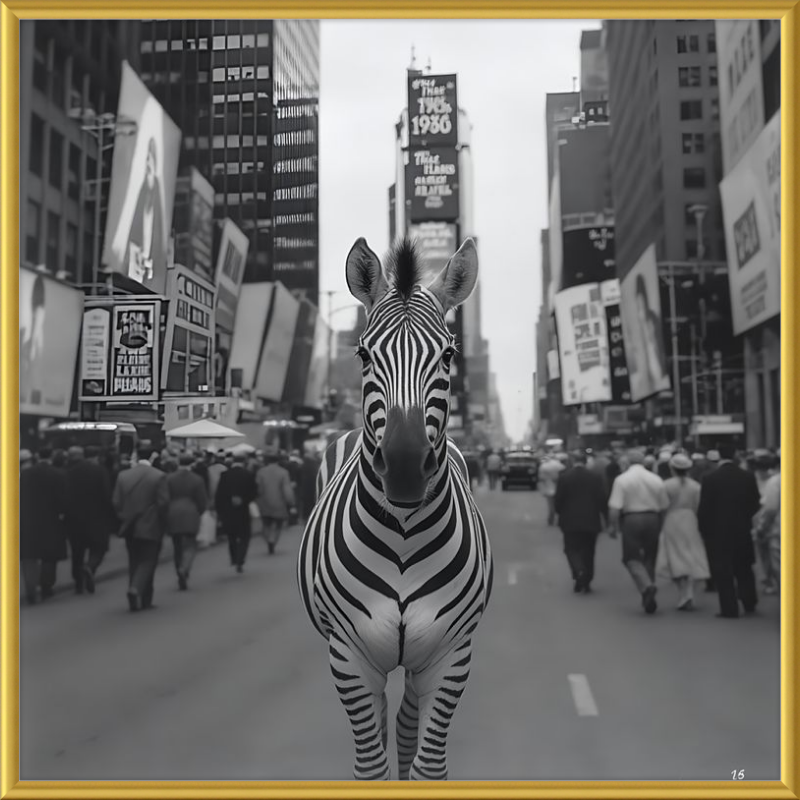 Times Square Zebra Framed Art
