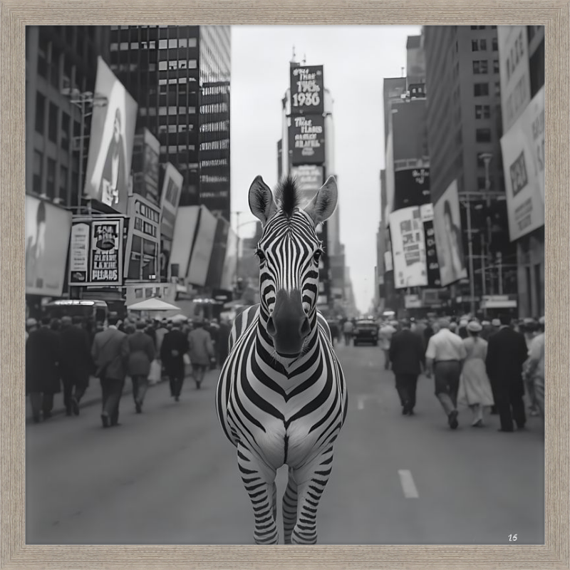 Times Square Zebra Framed Art