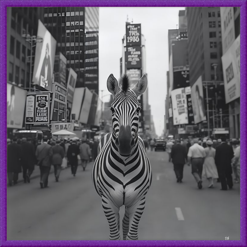 Times Square Zebra Framed Art
