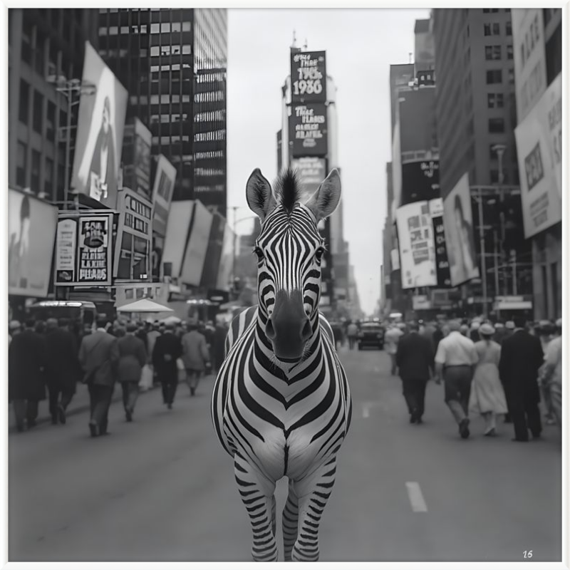 Times Square Zebra Framed Art