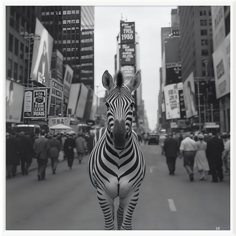 Times Square Zebra Framed Art