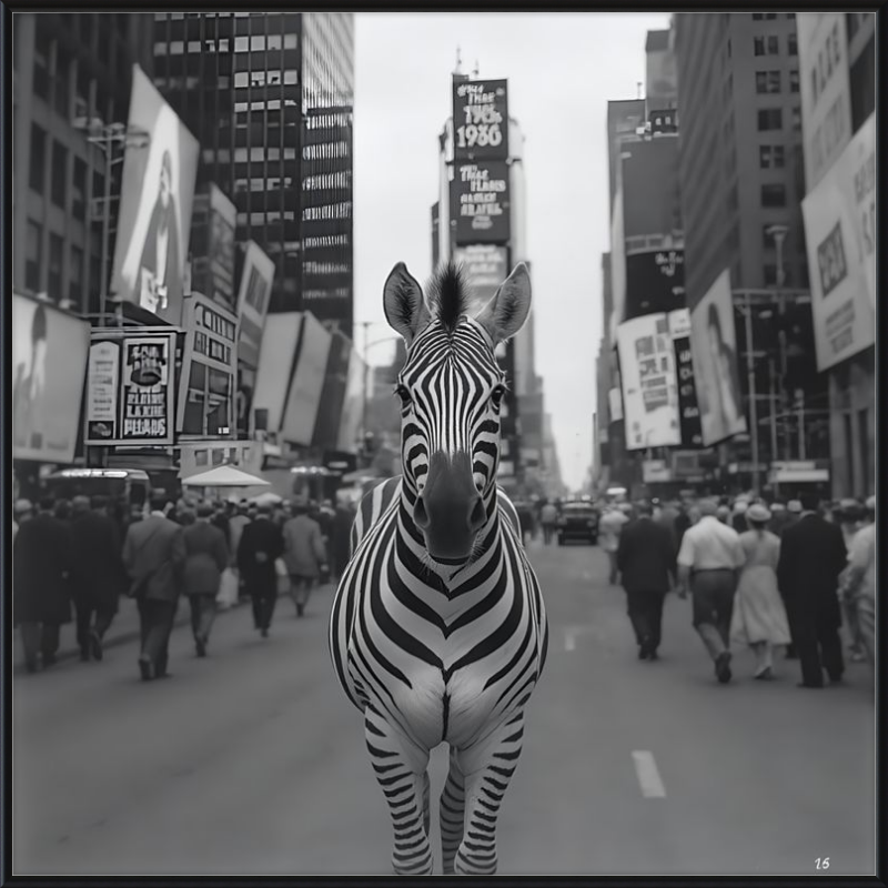 Times Square Zebra Framed Art