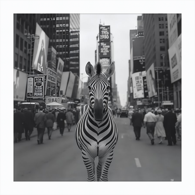 Times Square Zebra Framed Art