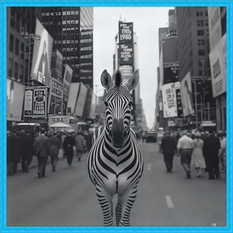 Times Square Zebra Framed Art