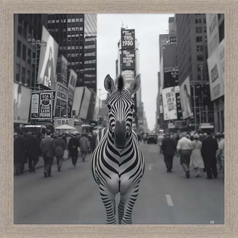 Times Square Zebra Framed Art