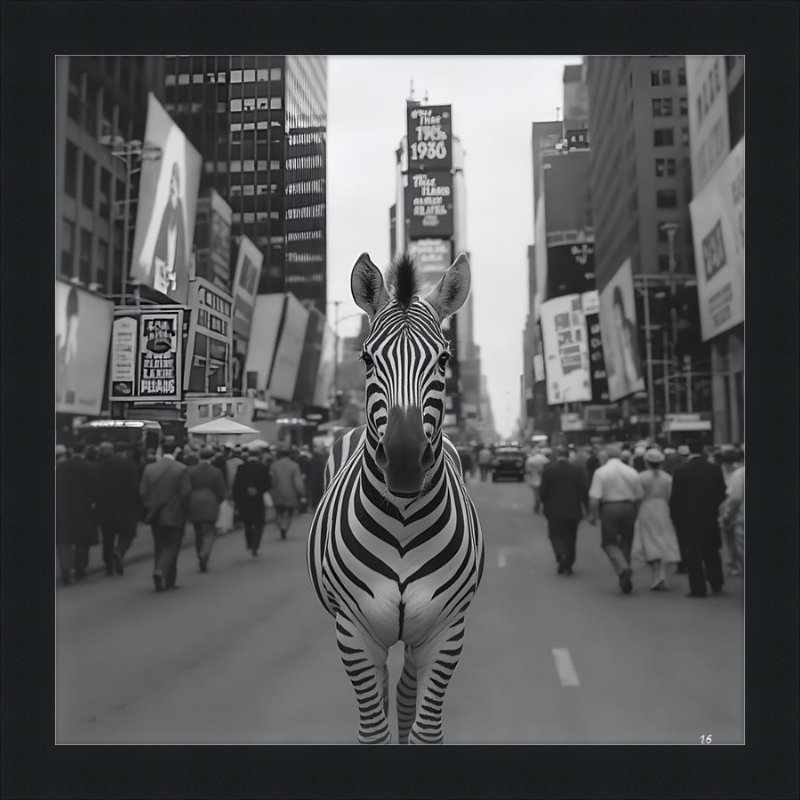 Times Square Zebra Framed Art