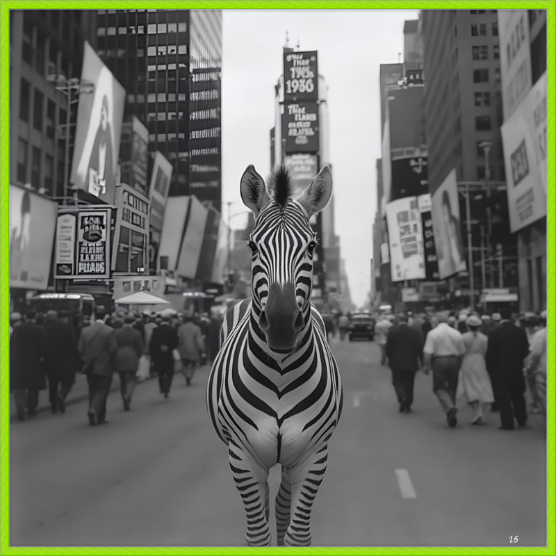 Times Square Zebra Framed Art