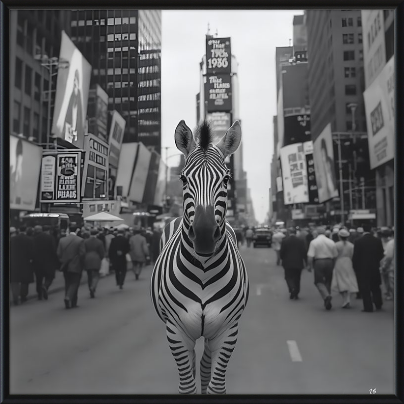 Times Square Zebra Framed Art