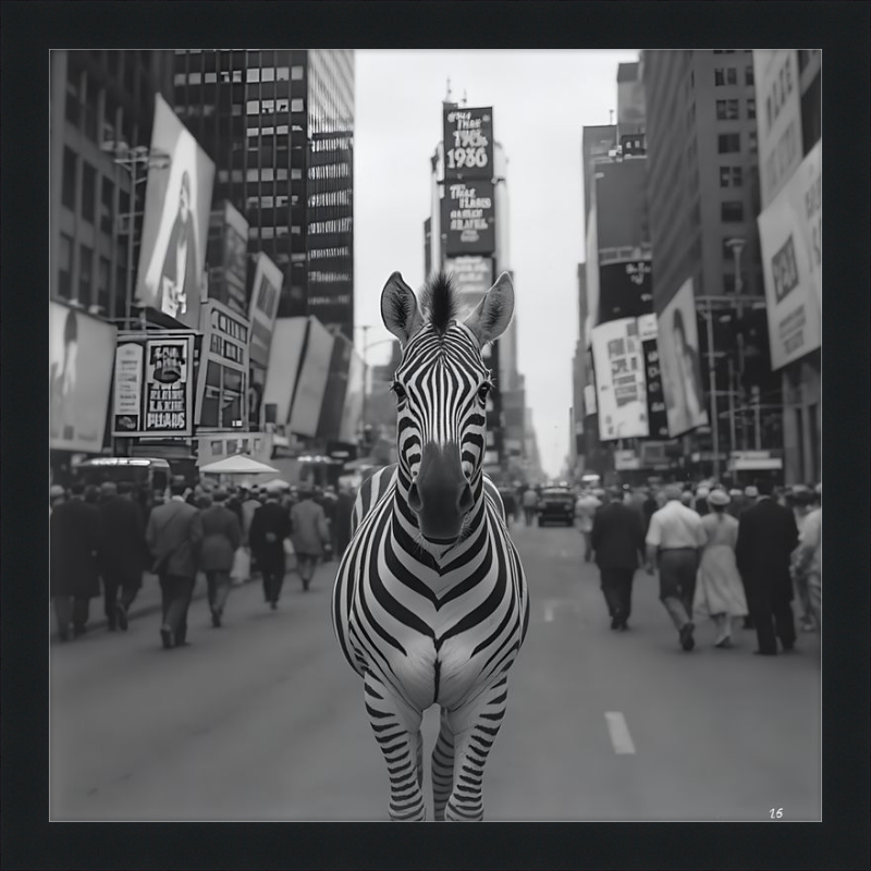 Times Square Zebra Framed Art