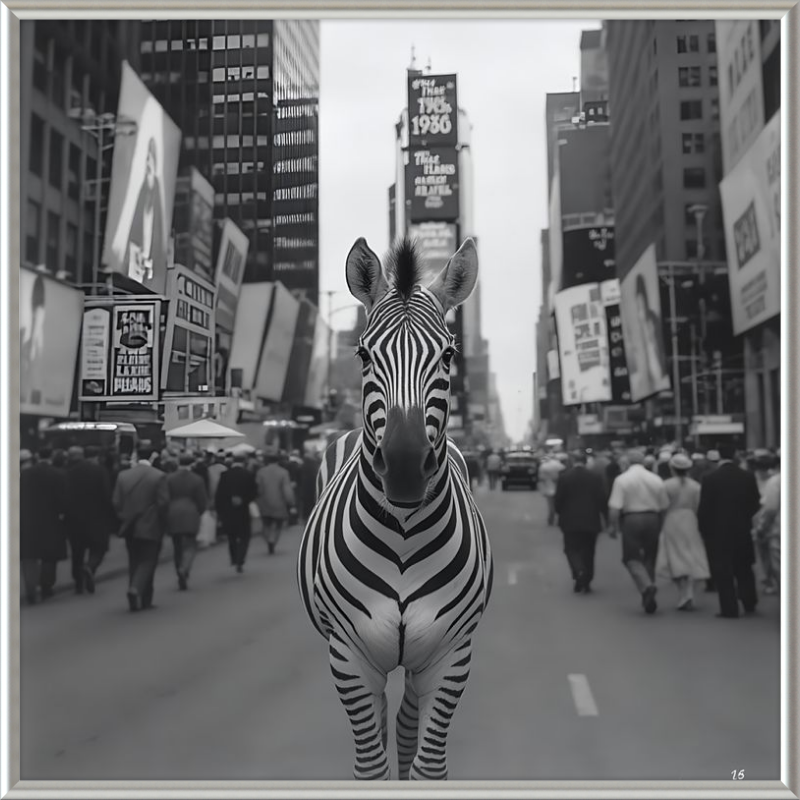 Times Square Zebra Framed Art
