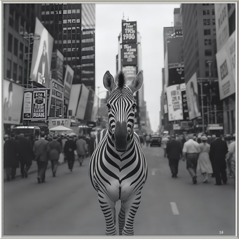 Times Square Zebra Framed Art