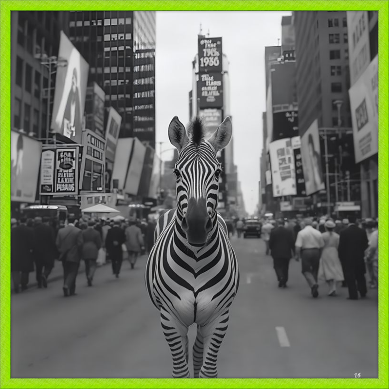 Times Square Zebra Framed Art