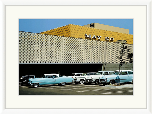 Mission Valley Parking Lot circa 1959 Color - Vintage Wall Framed Art