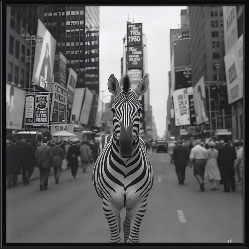 Times Square Zebra Framed Art