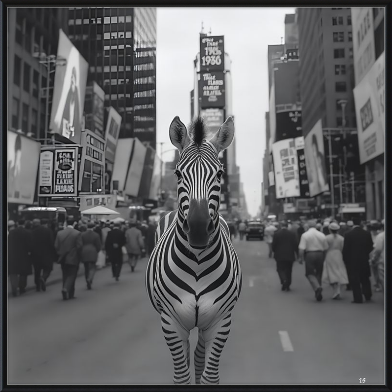 Times Square Zebra Framed Art