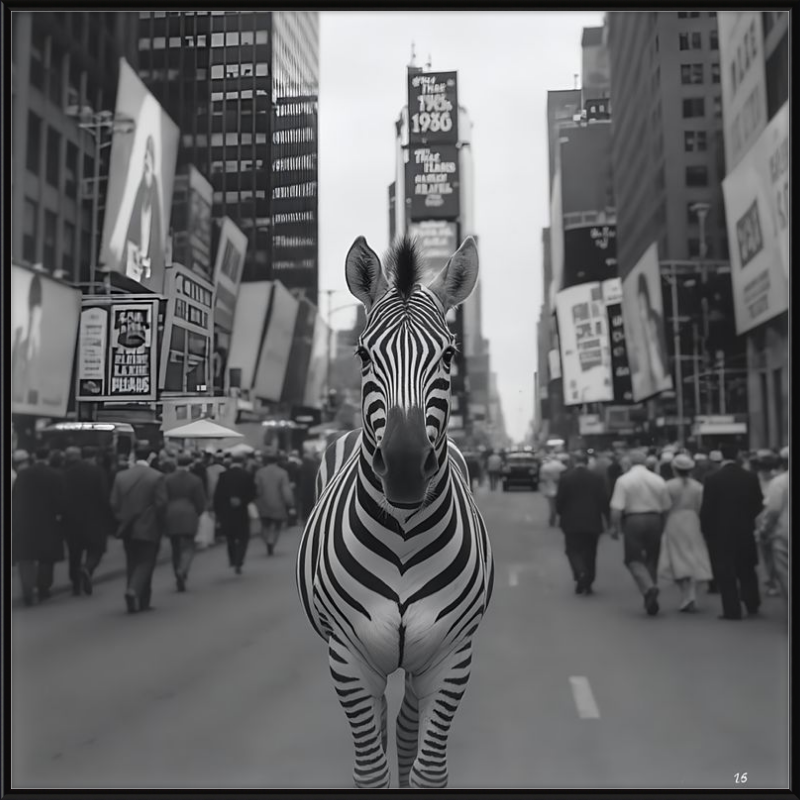 Times Square Zebra Framed Art