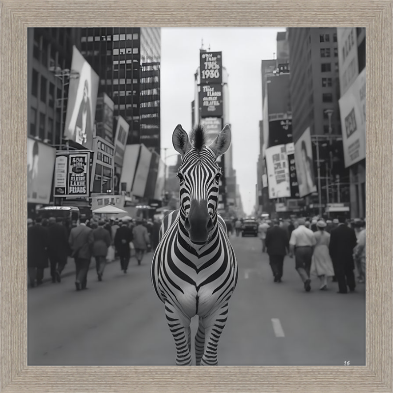 Times Square Zebra Framed Art