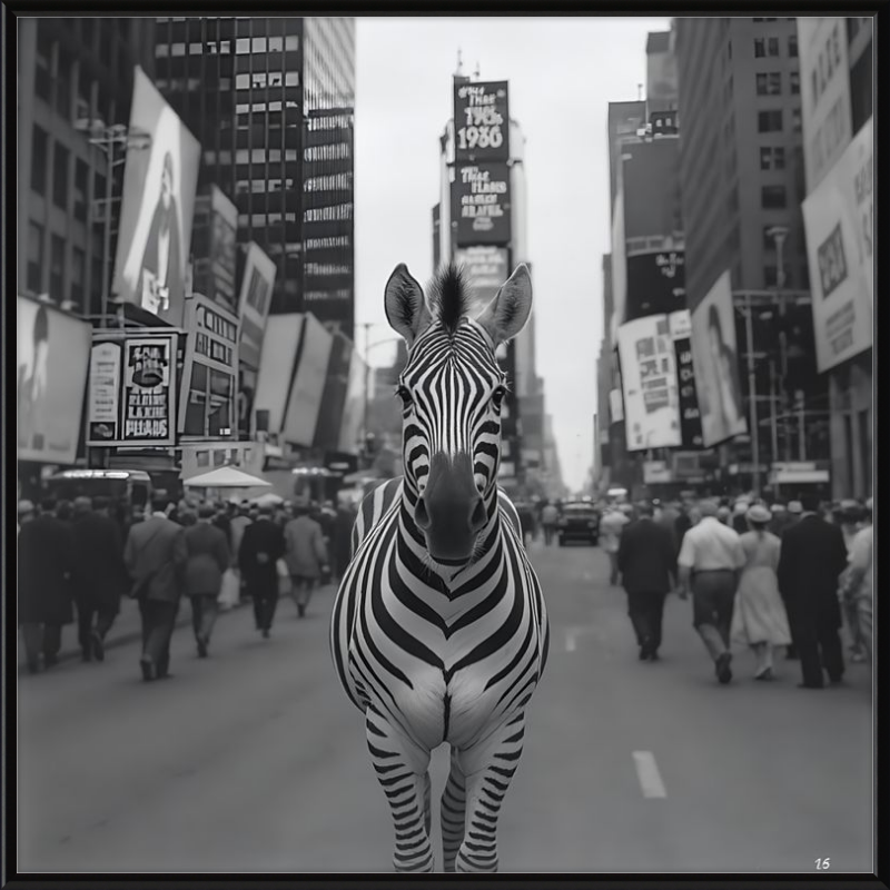 Times Square Zebra Framed Art
