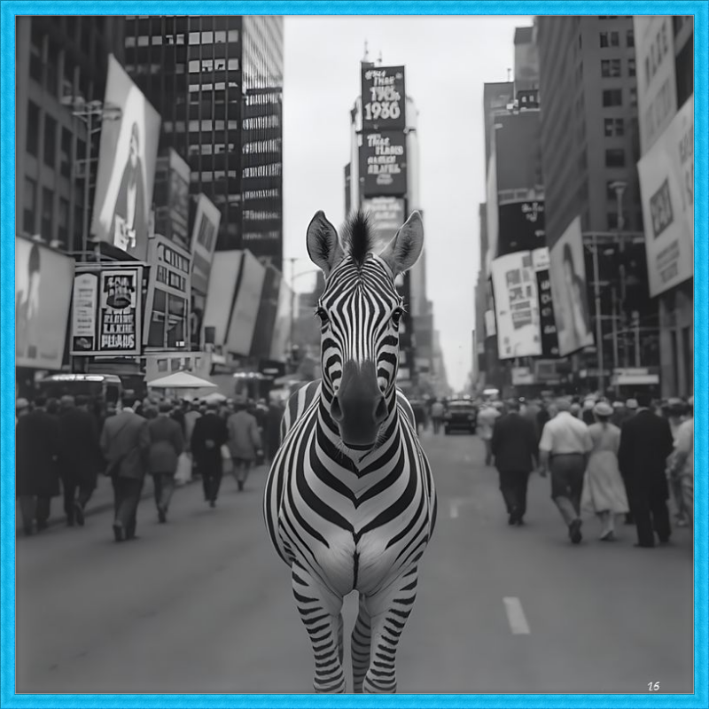 Times Square Zebra Framed Art