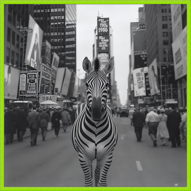 Times Square Zebra Framed Art