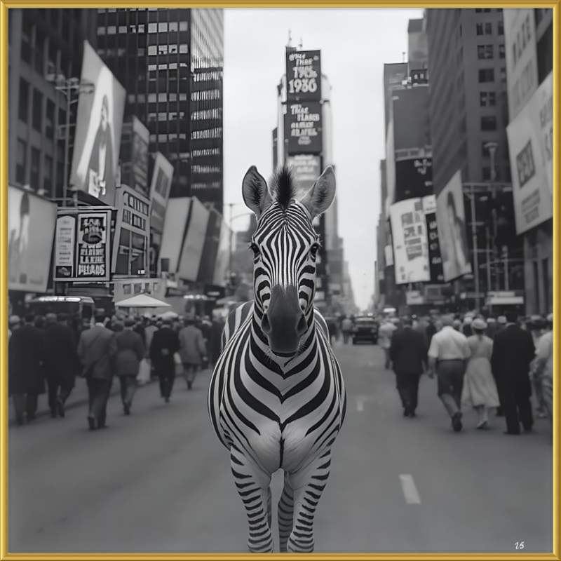 Times Square Zebra Framed Art
