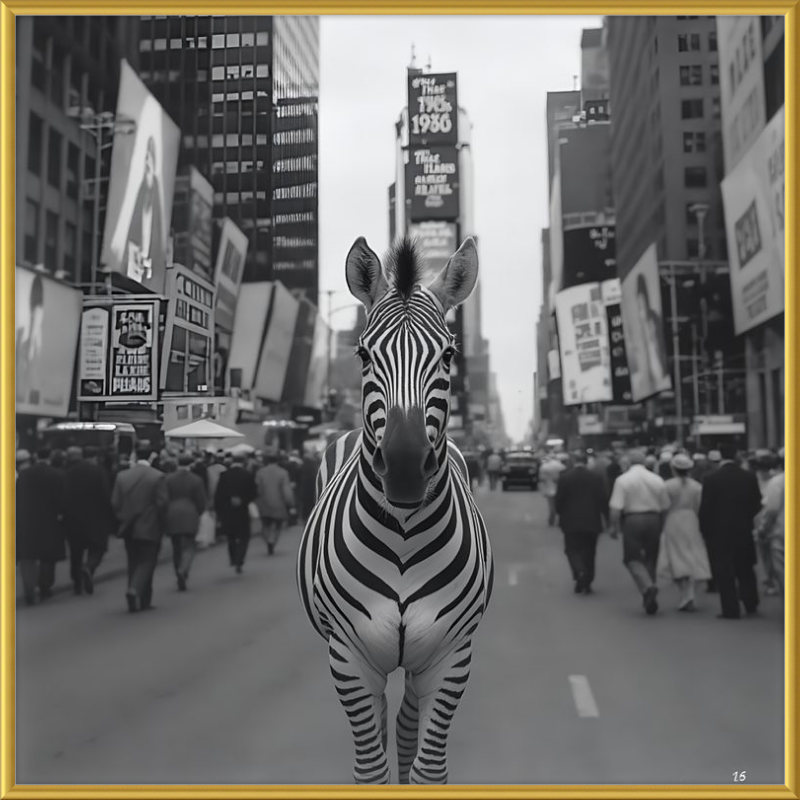 Times Square Zebra Framed Art
