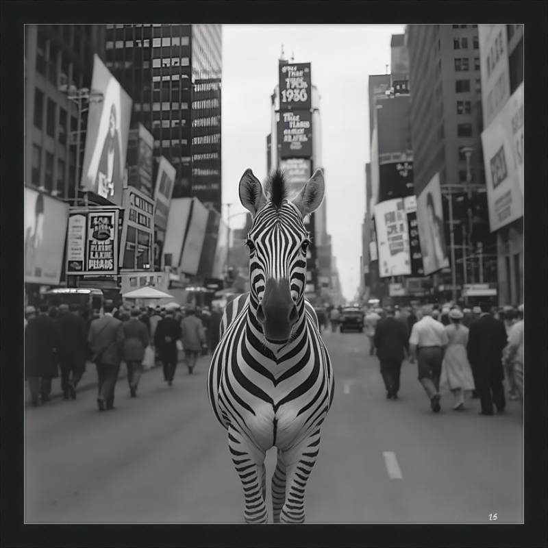 Times Square Zebra Framed Art