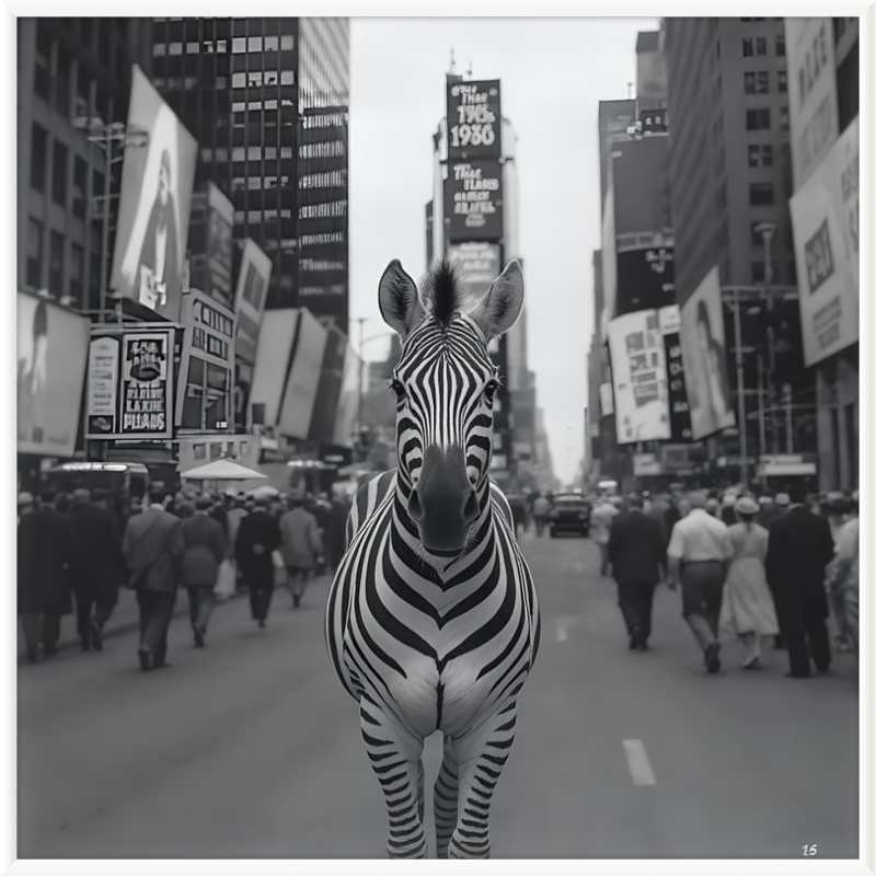 Times Square Zebra Framed Art