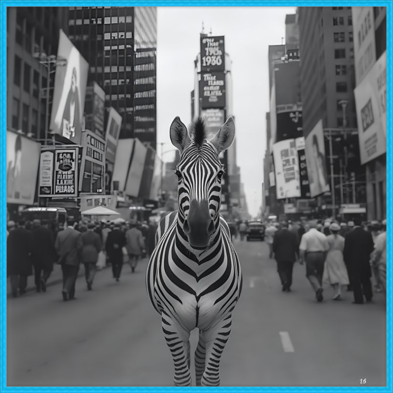 Times Square Zebra Framed Art